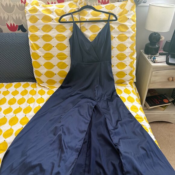 Marine Blue Silk Prom/Formal Dress - Picture 3 of 9